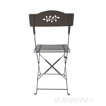 Cadeira de ripas dobrável de metal ao ar livre com padrão de folha